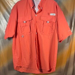 Columbia Men's Orange/salmon Button Down Shirt 48” chest‎ G1 size L